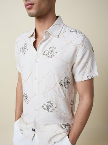 Image of Thomas Scott Men Premium Embroidered Slim Fit Casual Shirt