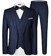 MAGE MALE Men's 3 Pieces Suit Elegant Solid One Button Slim Fit Single Breasted Party Blazer Vest...