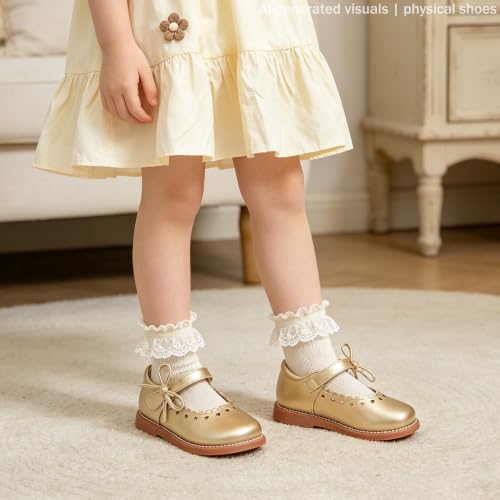 Image of GINFIVE Toddler Girls Dress Shoes Little Kids Flats School Mary Janes Shoes