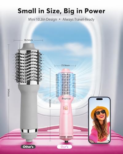 Image of Travel Hair Dryer Brush, Dual Voltage 100V-240V Blow Dryer Brush