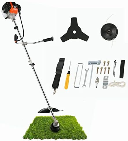 COOCHEER 42.7CC Weed Eater Gas Powered 18.5" Cutting Path 2 in 1 Gas Powered Brush Cutter Straight Shaft 2-Cycle Powerful Gas Weed Trimmer for Weed, Brush