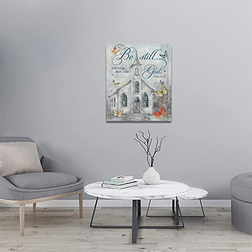 Country Church Canvas Wall Decor Art Christian Religion Faith Butterfly And Bible Verse Rustic Church Painting Artwork Crosses Pictures Prints Framed Wall Decorations For Home Living Room Bedroom #TOP4