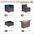 UDPATIO Patio Furniture Set with 44'' Fire Pit Table,Modular Outdoor Furniture Sets,Slanted Back Outdoor Sectional Conversation Set PE Rattan Sofa for Backyard W/Coffee Table,4'' Cushions,8 PCS,Blue