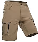 Wespornow Herren Shorts mit 7 Taschen Schnelltrocknend Wanderhose Kurz Cargo Bermuda Chino Kurze Hosen Stretch Outdoor Trekking Wandern MTB Sommer Männer Hose Wandershorts Leichte(Khaki, L)