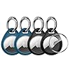 UNBREAKcable Paquete de 4 fundas AirTag con llavero [diseño de cerradura] [ligera] [protección contra rayones], funda protectora de soporte seguro para llaves, bolsas, equipaje y collar de mascotas (negro y azul)