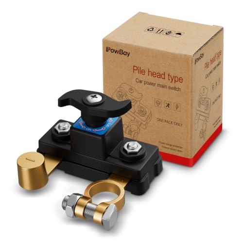 POWBAY Battery Disconnect Switch, Pure Copper, 12V-48V, 1 Pack, Black