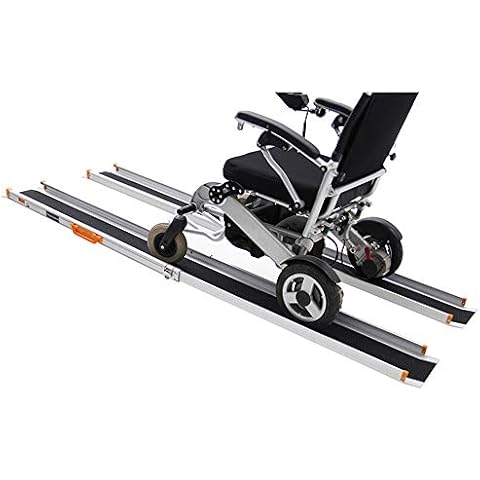MZTYH Wheelchair Ramp X2,Channel Telescopic Folding Suitcase Ramps (5 Ft / 6 Ft / 8 Ft) Adjustable Length With Handle Surface For Assistance For Disabled/Scooter Access Cover