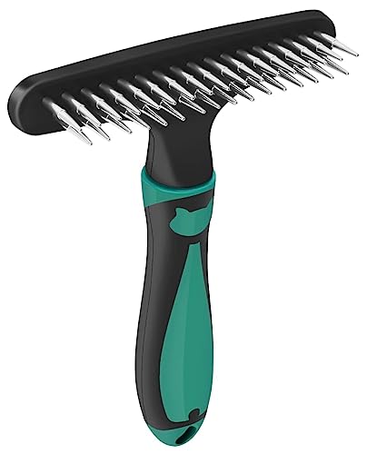 Pet Grooming Brush Carpet Restoration Carpet Rake Hair Cleaner Suitable for Rug and Carpet Undercoat Rake Comb for Dogs and Cats Slicone Handle Deshedding Brush (Green) – Bild 3