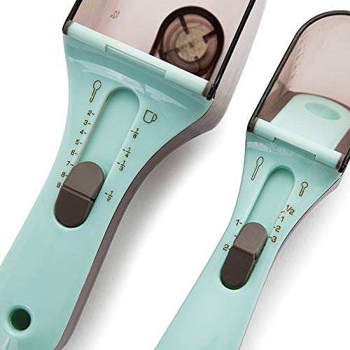 Plastic Measuring Spoon Set For Your Kitchen- Two Spoons For All Kind Of Measuring- Magnetic Back To Help Stay On Your Fridge - Adjustable - Easy To Use- Precise Measuring, And Convenient #TOP6