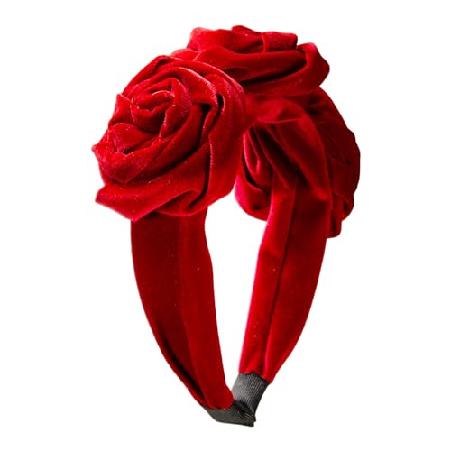 Alpenflüstern Trachten-Haarreif Samt Blüten - Damen Haarschmuck rutschfest, Haarband fürs Dirndl (rot) ADV146
