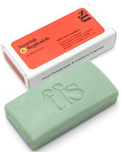 Nourish & Replenish Solid Shampoo Bar - Cruelty-Free, Vegan & Sulphate Free Hair Shampoo Bar w/Ceramides, Hemi-Squalane, Yuzu & Rice Bran for Damaged Hair - FFS Beauty Bar w/Cranberry & Pomegranate