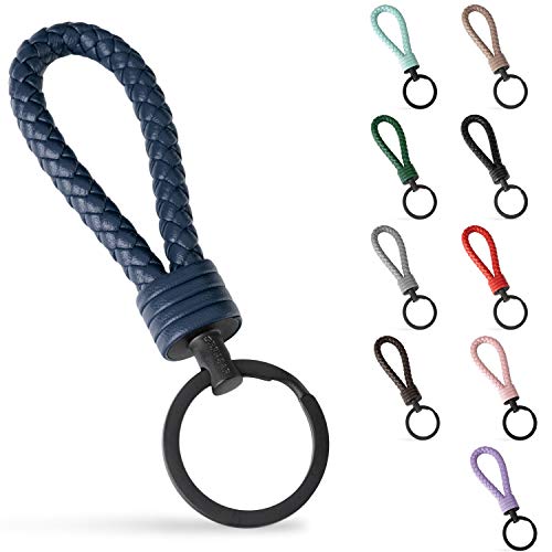 SERASAR Llavero de Cuero con Anilla de Acero Inoxidable - Anillas Adicionales para Llaves Pequeñas - Ideal para Llaves de Coche, Motocicleta, Bicicleta y Casa - Con Caja de Regalo para Hombre y Mujer Cover