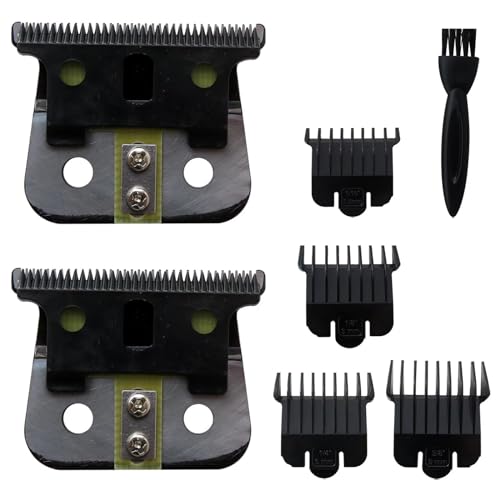Upgraded 2 Pack Blades for Andis T-Outliners Trimmer, for Gtx Trimmer, Replacement Blade (Black steel T blade + Black steel blade)