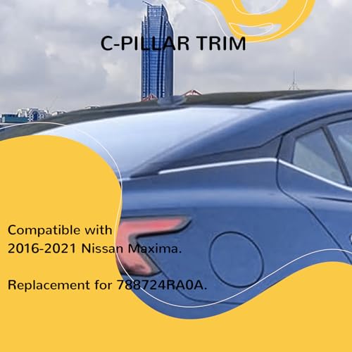 KUAFU C-Pillar Trim Compatible with 2016-2021 Nissan Maxima Replacement for 788724RA0A 788729DJ1A 788729DD0A Rear Body Molding Panel Black & Silvery Right Side by KUAFU - Image 2