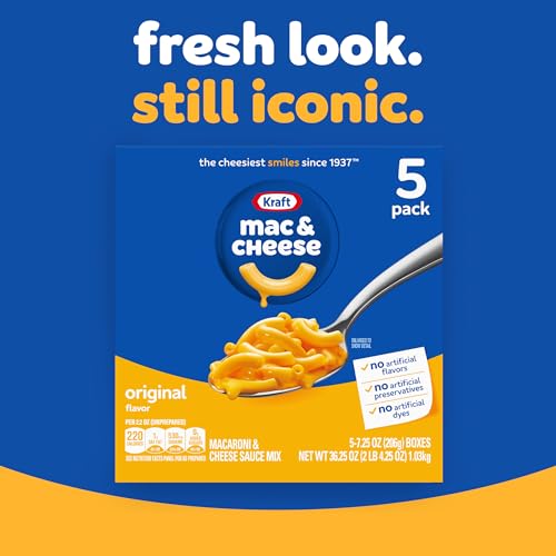 Image of Kraft Mac and Cheese Dinner, 5 Boxes, Original Flavor, 7.25 oz