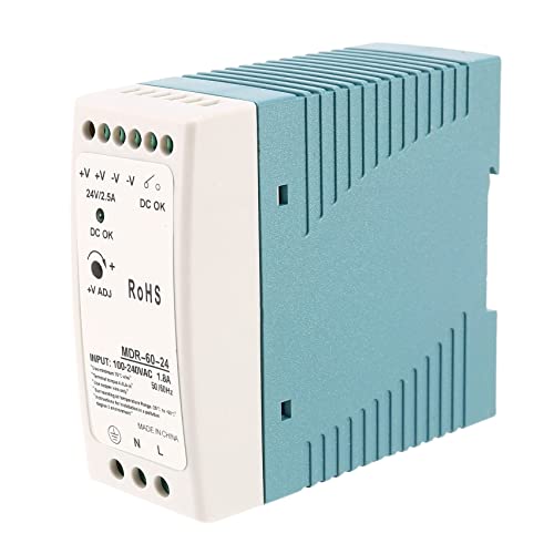Nvanvmm Alimentador Din-60 24 V 60 W DIN Rail Alimentador Regulador De Voltaje Ac- 110 V 220 V Cover