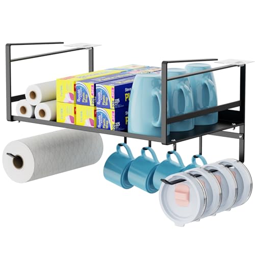 iSPECLE Under Shelf Basket- Multi-Purpose Under Shelf Storage Mug Hooks,