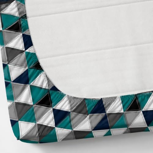 Image of Elastic Fitted King Size Bedsheet Cotton for Double Bed | 72 inchx78 inch +10 Inch, Floral, Soft & Breathable, Fade & Shrink Resistant, 2 Pillow Covers (Teal Blue)