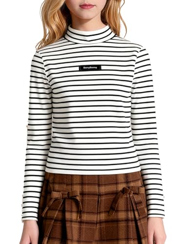 Barry Banny Girls Striped Sweatshirt Mock Neck Long Sleeve Casual