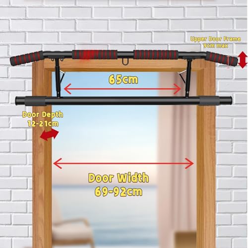 Barre de Traction Porte sans Perçage, Pull Up Bar avec Multi-Prises, Barre Traction Pliable Idéale pour Maison & Home Gym Bar de Traction (69-92cm) – Image 4