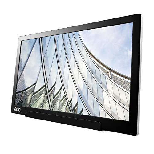Image of AOC I1601C 15.6 inch USB-C Powered Portable Monitor, IPS Full HD 1920x1080, SmartCover, Carrying Case, AutoPivot (for Devices w /USB-C DP Alt Mode only),Black