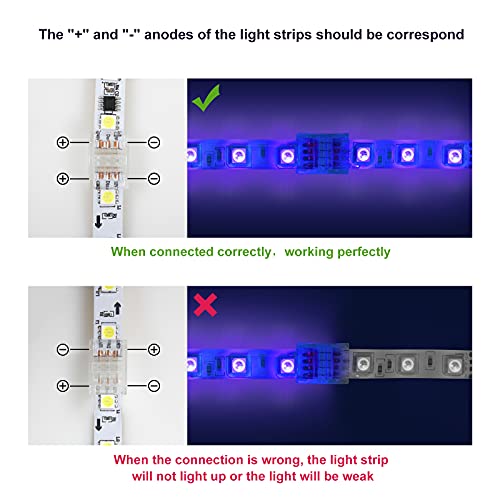 RGBZONE 10Pcs 10mm 3 pin LED Strip Connector Upgraded Gapless Solderless Strip to Strip Quick Connector for Waterproof or Bare Panel 2812-2811-6803-1903 Magic LED Strip Lights 36V 5A by RGBZONE - Image 6
