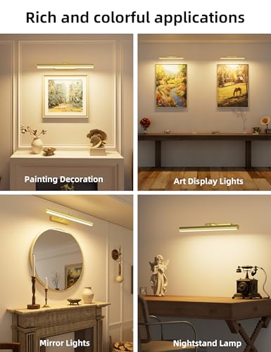 VOLISUN 16 inch Picture Lights for Wall, Rechargable Picture Light Battery Operated, 3 Color Temperatures Cordless Picture Light with Remote, Art Light for Paintings, Gallery, Portrait, 1 Pack (Gold) — view 6