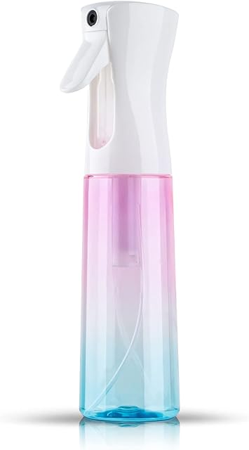 TANSHINE Water Spray Bottle for Hair Plant Fine Mister Continuous Spray Bottle for Curly Hair Styling, Cleaning, Misting & Skin Care 10oz/300ml (Blue Pink)