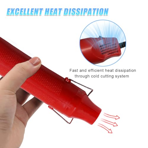 Tuxihapp Mini Heat Gun - 220V 300W Portable Handheld Hot Air Gun Tool for DIY Craft Embossing - Electric Heating Tool with Stand & Power Cord for Car Vinyl Wrap/Shrink Wrapping PVC/Drying Paint(Red)