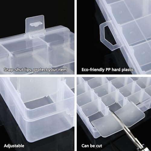 Image of YAYODS 6 Pack 36 Grids Clear Plastic Organizer Box with Adjustable Dividers, Bead Storage Organizer Containers Compartment Clear Tackle Box for Art DIY, Crafts, Jewelry, Sewing, Small Items