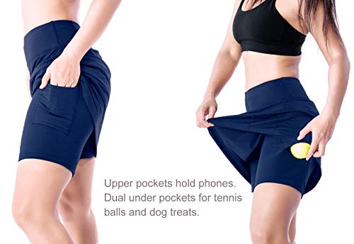 Yogipace Tall Women's UV Protection 20" Long Tennis Running Golf Cycling Skort Active Skirt Built-in Shorts4