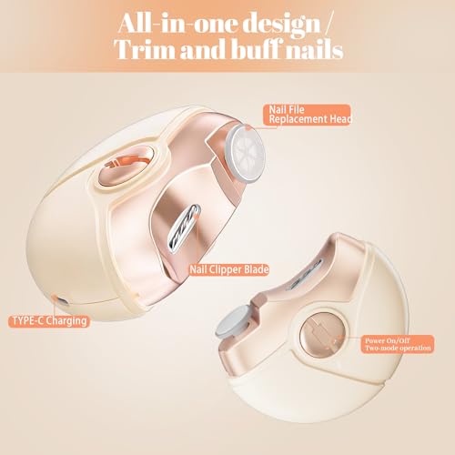 Electric Nail Clipper 3 in 1 Trimmer for Seniors Automatic with Polish Removal Fingernail Clipper Cordless Toe Rechargeable Nail Cutter with Nail File Toenail Clippers for Thick Toenails — view 6