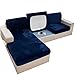 HUANXA Stretch Samt Sofa Sitzkissenbezug Für Schnitt Sofa L-Form, Trennen 1 2 3 4 Sitz Sofa Sitzkissen Liegestuhl Sofabezug,maschinenwaschbar-Tibetisch blau-Rückenlehne(1pc)