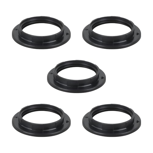 Image of E26 /E27 lamp holder shading and dustproof fixing ring kit, compatible with lamp lampshade locking ring /snap ring accessory set, black 5-piece installation component