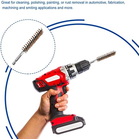 Angoily Pipe Cleaner Brush 6pcs Stainless Steel Bore Brush in Different Sizes Brass Bore Cleaning Brush Set Stainless Steel Bristle Wire Brush Tube Bottle Brush Kit for Drill Impact Driver