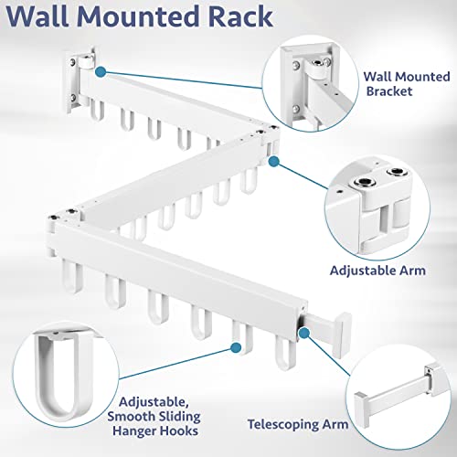 Luxe Laundry Premium Wall Mounted Clothes Drying Rack, Aluminum Wall Mounted, Foldable (Tri-Fold), Collapsible, Space Saving Clothes Drying Rack For Laundry Room, Wall, Dry-Wall, White #TOP2