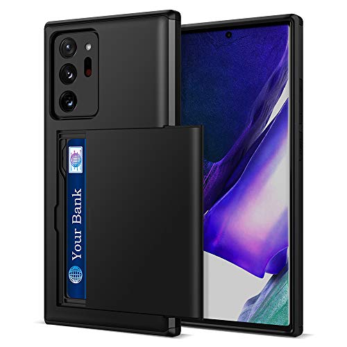 Jiunai for Samsung Note 20 Ultra Case Card Holder Wallet for CC License IDs Pocket Card Slot Hybrid Dual Layer Protective Cell Phone Cover for Samsung Galaxy Note 20 Ultra Black