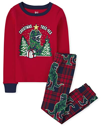 The Children's Place baby girls Family Matching Christmas Holiday Sets, Snug Fit 100% Cotton, Adult, Big Kid, Toddler, Pajama Set, Tree Rex, 12 US