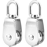 AYUMAL 2 Stück 25MM Umlenkrolle, 304 Seilrolle Edelstahl Seilrolle mit Drehschnalle zur Traktion von Drahtseilen und Nylonseilen Ect, Sichere Tragfähigkeit bis 150 Kg