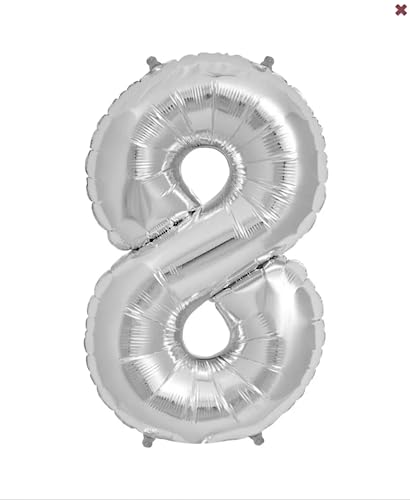 Image of Silver Number 8 Small Foil Balloon, 35cm