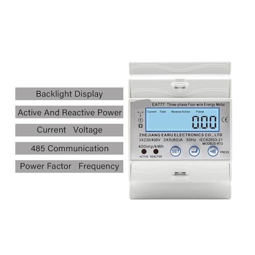 Compteur de consommation d'énergie triphasé avec écran LCD multifonction de haute précision - 7