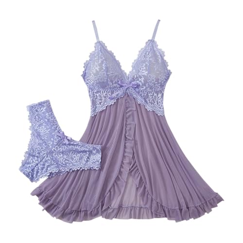 Ensemble de nuit en dentelle femme dos ouvert short et caraco unie
