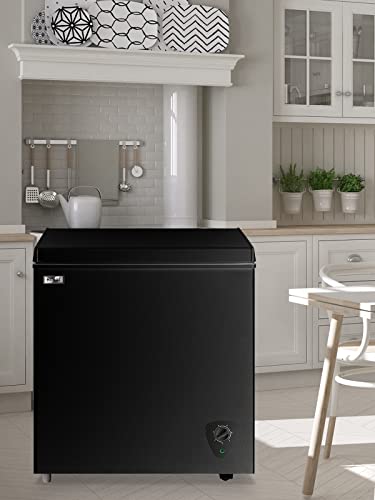 Chest Freezer 5.0 Cu.ft Wanai Compact Chest Freezers With 7 Adjustable Thermostat Top Open Door Freezer Compressor Cooling With Removable Storage Basket, Energy Saving Perfect For Home Bar Dorm Or Apartment Business, Black #TOP7