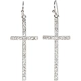 Heirloom Finds Silver Tone Crystal Cross Dangle Earrings 2