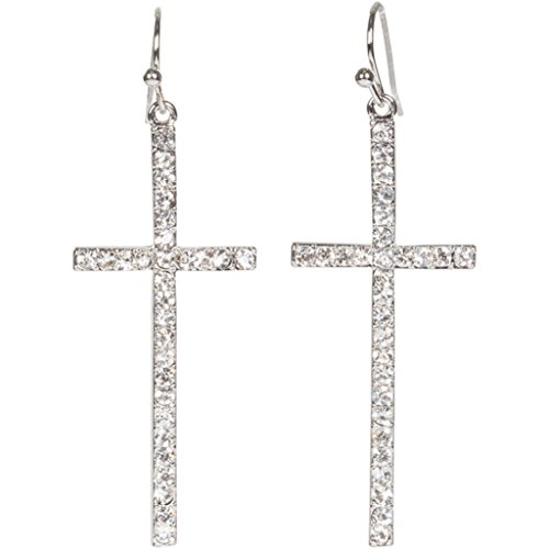 Heirloom Finds Silver Tone Crystal Cross Dangle Earrings 2