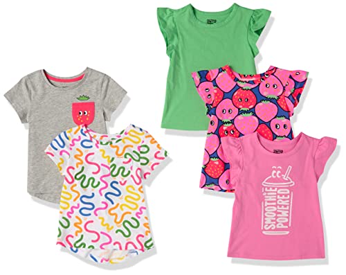 Ropa Para Niña, Softlines Private Label Amazon Essentials - Camiseta de manga corta para niña(anteriormente Spotted Zebra), paquete de 5, bayas, XL