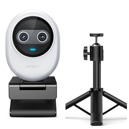 EMEET Piko 4K Webcam for Streaming White and Desk Tripod