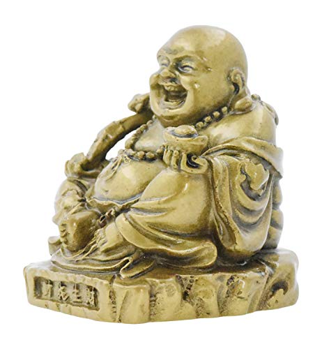 Estatua pequeña de Buda feliz para decoración dorada miniatura 3