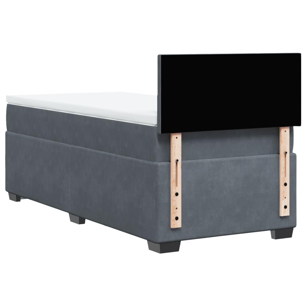 Velluto imbottito con contenitore molle insacchettate Grigio scuro 100x200