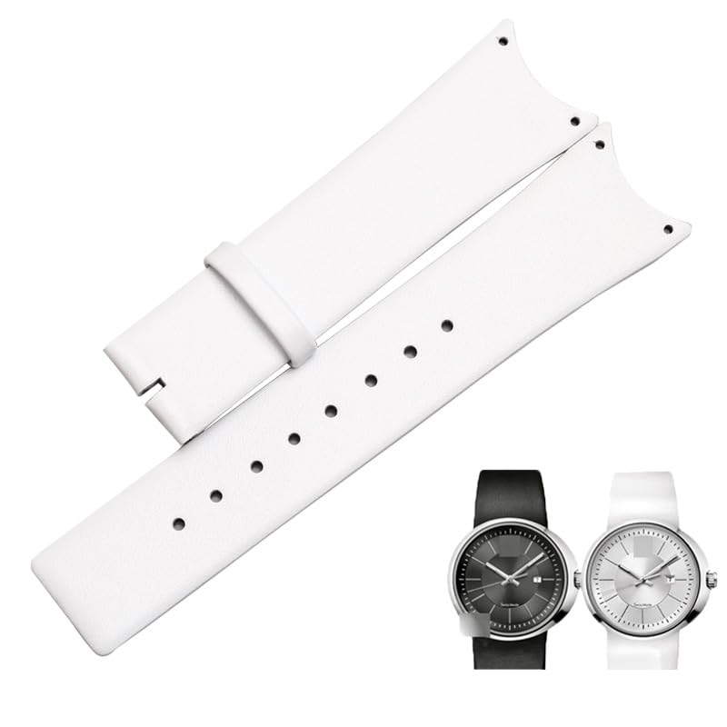 Bracelet montre cuir de veau véritable CK KOV231 souple et résistant blanc